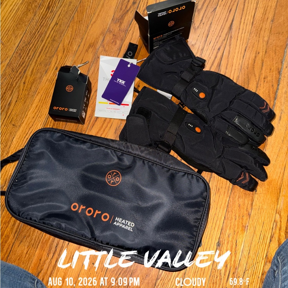 Ororo Heated Black Heated Gloves with Carry Pouch
